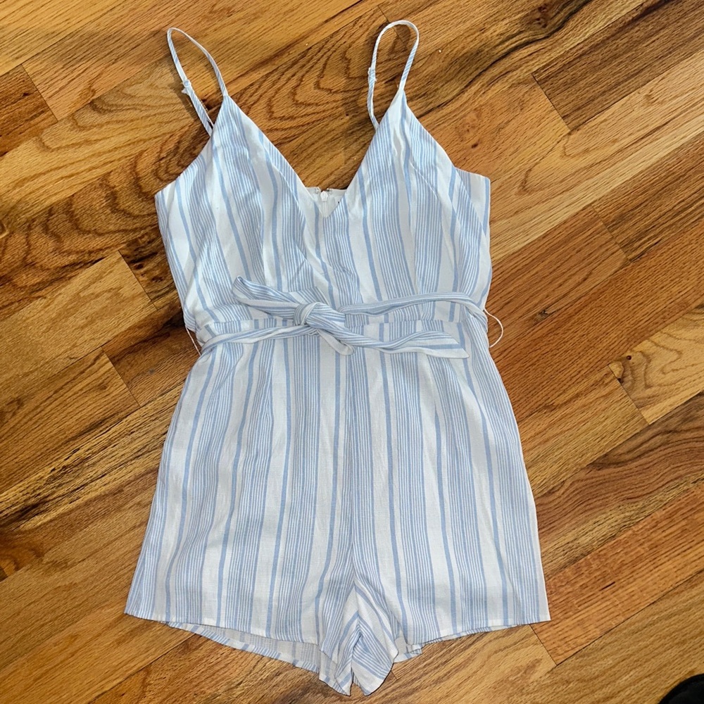 SASHA STRIPE ROMPER IN LIGHT BLUE